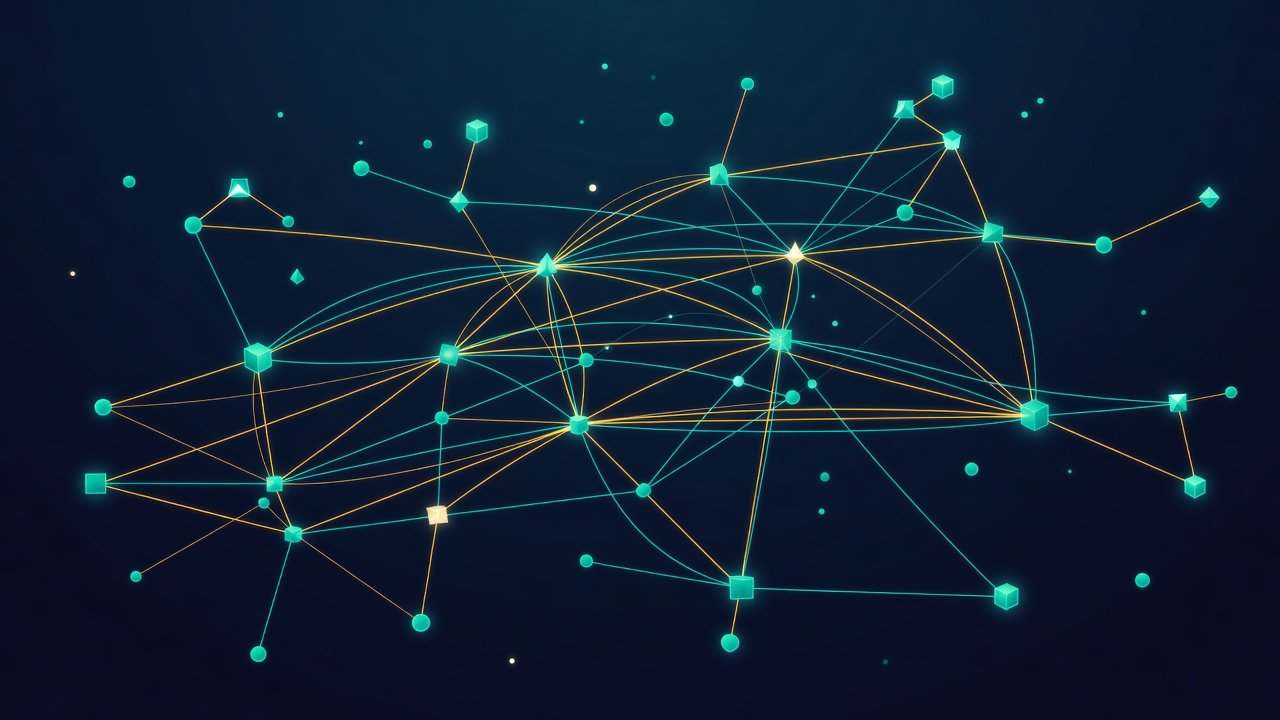 Abstract network topology diagram representing digital systems and ethical interconnection